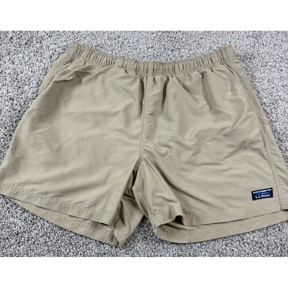 LL Bean Mens Mesh Lined Swim Shorts Beige Outdoors XL Read - Picture 2 of 10